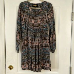 100% SILK BOHO printed dress by SUNNER size Medium. Bought at Anthropologie.